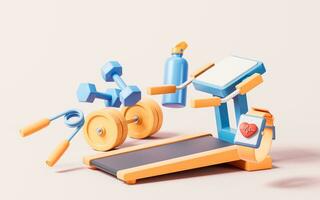 corriendo máquina con dibujos animados estilo, 3d representación. foto