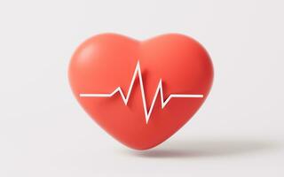 Heart shape with ECG graph line, 3d rendering. photo