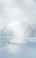 Transparent glass stage background, 3d rendering. photo