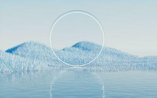 azul pradera con lagos, 3d representación. foto