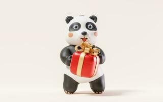 Panda with cartoon style, 3d rendering. photo