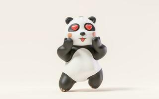 panda con dibujos animados estilo, 3d representación. foto