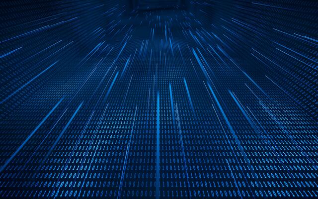 Binary numbers with cyberspace, 3d rendering.