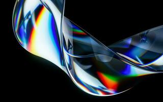 Colorful curve glass with dispersion, 3d rendering. photo