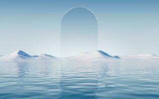 Lake and water surface background, 3d rendering. photo