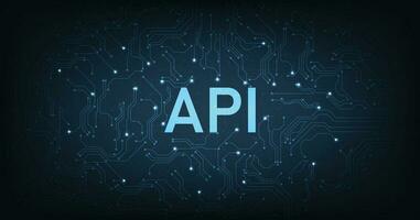 API Application Programming Interface on blue background. vector