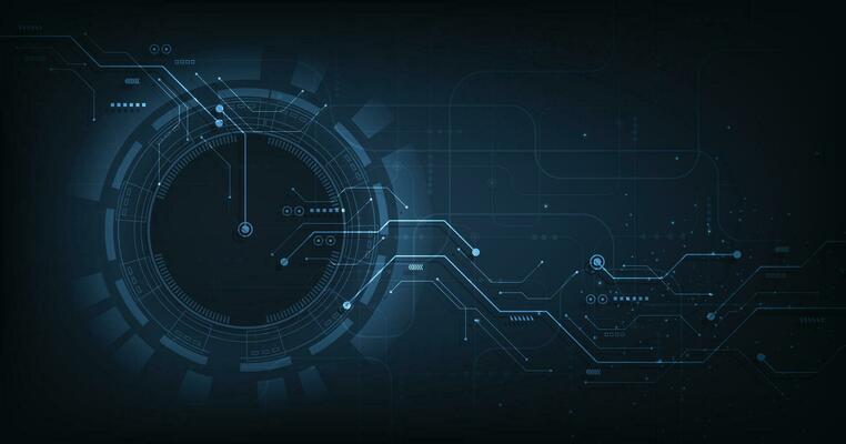 Abstract Digital electric circuit circle background.