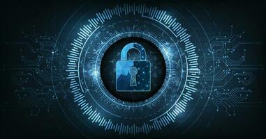 Internet security and Data prevention.Security Padlock lock icon on dark blue background. vector