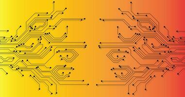 Circuit board technology on yellow background. vector