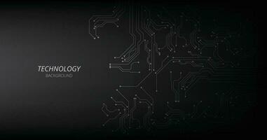 Grey circuit connection on black background. vector