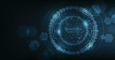 antecedentes de hexágono geométrico y circulo oscuro azul modelo brillante. vector