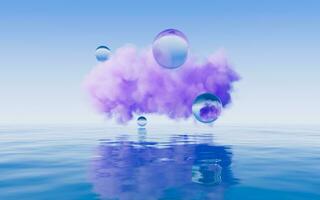 nube y agua superficie, 3d representación. foto