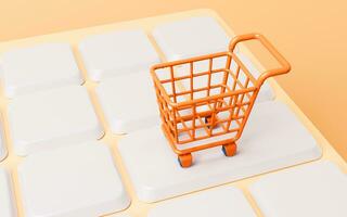 Shopping cart and keyboard, 3d rendering. photo