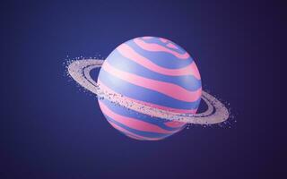 Cartoon style planet in the outer space, 3d rendering. photo