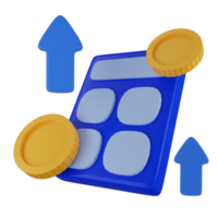 3d finance currency and calculator render png