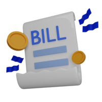 payment bill 3d illustration render png