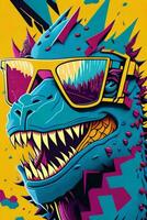 A detailed illustration of a Godzilla for a t-shirt design, wallpaper and fashion photo