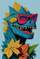 A detailed illustration of a Godzilla for a t-shirt design, wallpaper and fashion photo