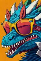 A detailed illustration of a Godzilla for a t-shirt design, wallpaper and fashion photo