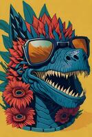 A detailed illustration of a Godzilla for a t-shirt design, wallpaper and fashion photo