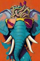 A detailed illustration of a Elephant for a t-shirt design, wallpaper and fashion photo