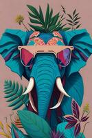 A detailed illustration of a Elephant for a t-shirt design, wallpaper and fashion photo