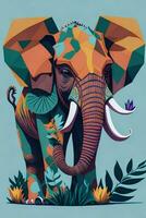 un detallado ilustración de un elefante para un camiseta diseño, fondo de pantalla y Moda foto