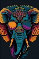 A detailed illustration of a Elephant for a t-shirt design, wallpaper and fashion photo