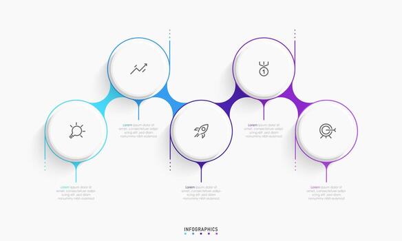 plantilla de diseño de etiquetas infográficas vectoriales con iconos y 5 opciones o pasos. se puede utilizar para diagramas de proceso, presentaciones, diseño de flujo de trabajo, banner, diagrama de flujo, gráfico de información. vector
