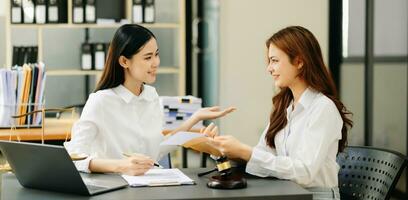 Business and Female lawyer or judge consult having team meeting with client, Law and Legal services concept.Customer service good cooperation in office photo