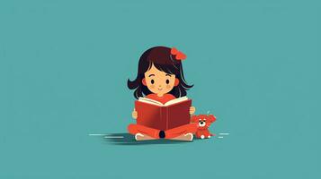 linda pequeño niña leyendo un libro. generativo ai foto