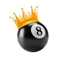 negro billar pelota con número ocho y oro corona generativo ai png