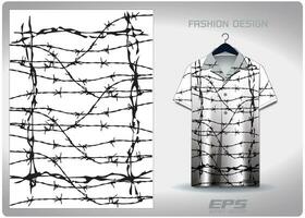 Vector hawaiian shirt background image.white barbed wire fence pattern design, illustration, textile background for hawaiian shirt,jersey hawaiian shirt