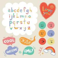 flat design vector cute colorful element sticker label journal planner collection set