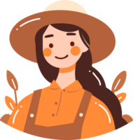 Hand gezeichnet glücklich weiblich Farmer im eben Stil png