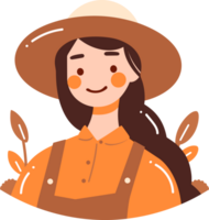 Hand Drawn happy female farmer in flat style png