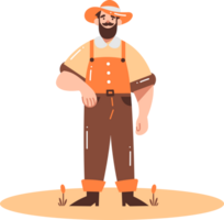 Hand Drawn happy male farmer in flat style png