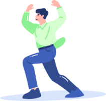 mano dibujado contento hombre bailando en plano estilo png