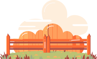 Hand Drawn farm fence in flat style png