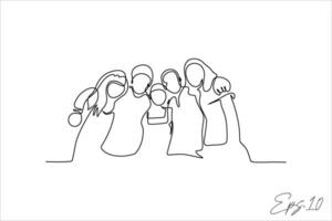 continuous line vector illustration of a group of people in a line