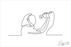 continuous line vector illustration of woman singing