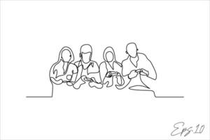 continuous line vector illustration of a person playing a game