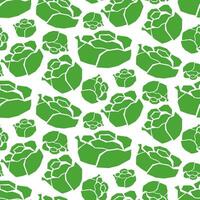 Seamless pattern with geometric cabbage on a white background. Cabbage whole in a broken shape. Vector illustration of fresh vegetables in a cartoon simple flat style. Packaging for vegetable products