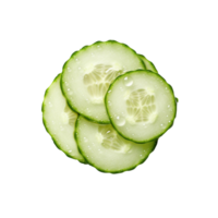 Cucumber slices isolated on transparent background, created with generative AI png