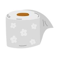 Roll toilet paper in cartoon style isolated on white background. Hygiene icon. Bathroom accessories, WC. Cute vector illustration