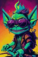 A detailed illustration of a Goblin for a t-shirt design, wallpaper and fashion photo