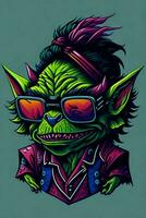 A detailed illustration of a Goblin for a t-shirt design, wallpaper and fashion photo