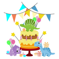 Happy Birthday Dinosaur party cake. happy dino clipart png