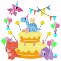 feliz aniversário dinossauro festa bolo. feliz dino clipart png