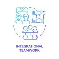 2D gradient integrational teamwork thin line icon concept, isolated vector, blue illustration representing unretirement. vector